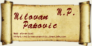 Milovan Papović vizit kartica